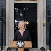 Prime Minister Liz Truss reads a statement outside 10 Downing Street, London, following the announcement of the death of Queen Elizabeth II. Picture date: Thursday September 8, 2022.