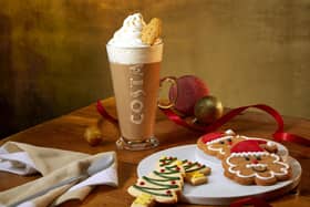 Costa Christmas menu: The Santa Gingerbread Biscuit and Christmas Tree Shortcake biscuit with a Gingerbread & Cream Latte