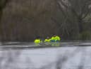 Rescue teams searching the freezing lake in Solihull for survivors.