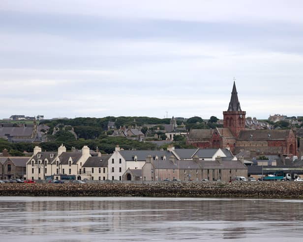 A general view of the waterfront in Kirkwall on September 6, 2021