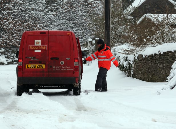 <p>Royal Mail has issued a warning as the severe weather conditions have caused delays in some areas </p>