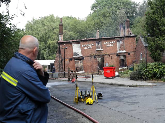 Fire crews at The Crooked House pub