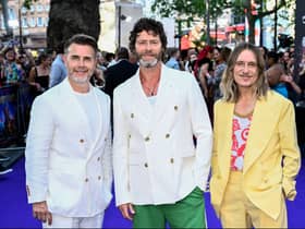 Take That (L-R) Gary Barlow, Howard Donald and Mark Owen  (Photo by Gareth Cattermole/Getty Images)