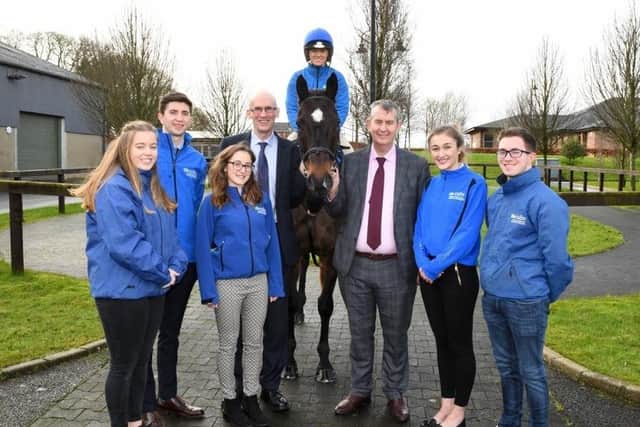 Agriculture Minister Edwin Poots MLA praised the impressive facilities and dedication of staff during his visit to CAFRE’s equine campus in Enniskillen where he addressed guests at the annual careers day and bursary awards
