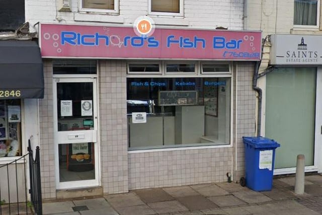 Richards fish bar
4.5 Google stars (76 reviews)
"We have been coming to Richards for many years. Good quality food. Service is very good and the curry sauce is really tasty. Good value and owners are very friendly."