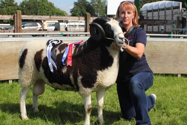 Sharon Colhoun, Omagh, and her champion Jacob at Omagh Show last year