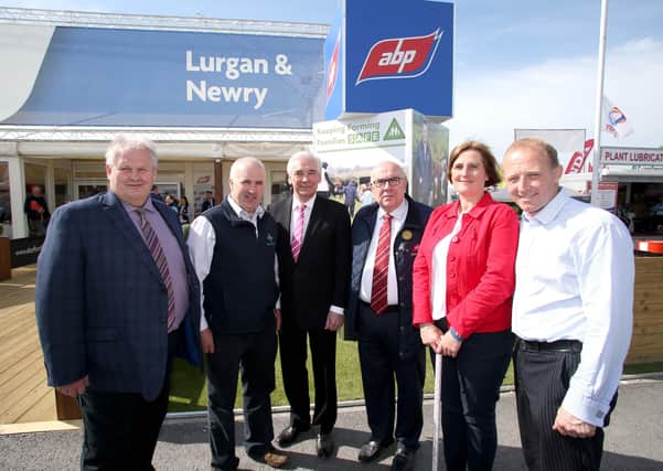 Pictured at the 'Farm Accidents: A Survivors Perspective' Event hosted by ABP at the 2019 Balmoral Show are from left: Chairman of the Farm Safety Partnership, Harry Sinclair with Brian Rohan, Founder of the charity, Embrace Farm; UTV’s Paul Clark who chaired the event with Liam McCarthy, ABP and farm accident survivors,  Ann Doherty from Kilkenny and William Sayers from Co. Tyrone