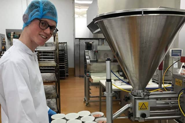 ND1 student Joshua Redmond (Ballymena) gets hands on experience at bakery manufacture, learning to secret to manufacturing good quality bakery products