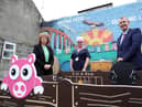 DAERA Minister Edwin Poots MLA pictured visiting Via Wings with Communities Minister Carál Ní Chuilín MLA and Gail Redmond, founder Via Wings in Dromore County Down