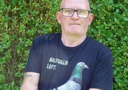 Rab Montgomery with his winning pigeon from Saturday's race from Mullingar. Rab had a good card winning the first 3 positions in the club as well as 8th, 9th and 16th in the Area Lib - Section B and part of Sect A (4025 birds).