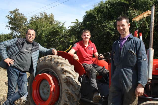 Pictured at the Kircubbin, Portaferry and District Ploughing Match are James McKee and Joel McKee from Ballyeasborough, Co Down, and Ian McDowell from Dromara, Co Down. Pictures: Darryl Armitage