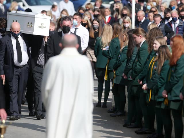 Press Eye - Belfast - Northern Ireland - 17th March 2020  The funeral of 16-year-old Ellie McDonnell