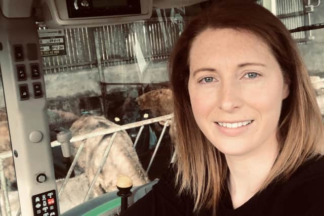 Kerrie Hall, Parkgate, Co. Antrim. Full-time farmer (beef and hydro energy) and parent.