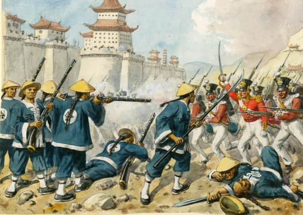 The 98th Regiment of Foot at the attack on Chin-Kiang-Foo (Zhenjiang), 21 July 1842, effecting the defeat of the Manchu government. Watercolour by military illustrator Richard Simkin (1840–1926). Picture: Wikimedia Commons