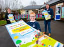 Pictured at the launch of the 'Avoid Harm on the Farm' Child Safety 2021 Calendar is (L-R) Joanne Bryans, Principal, Carr PS, Daniel Glenn, Carr PS, and Robert Kidd, Chief Executive HSENI.