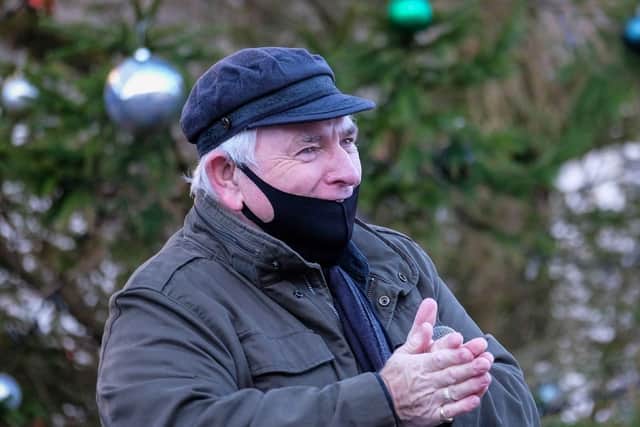 The one and only Hugo Duncan who entertained the crowds at the Saintfield Christmas Charity Ride
