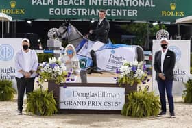 Shane Sweetnam (Ireland) and Alejandro with Scott Durkin, President and COO of Douglas Elliman Real Estate, Lisa Lourie of Spy Coast Farm and Don Langdon, Managing Broker at Douglas Elliman Real Estate in the winning presentation. (Photo: Sportfot)