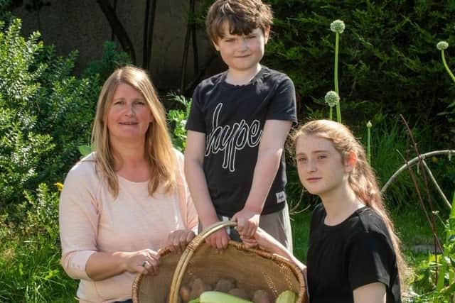 Local mum Hayley Doman with her family have been growing their own vegetables during lockdown and are signed up to the ‘I Can Grow’ project. (Photo by Kirsty McMullen)