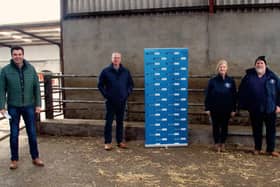 Sponsor Seamus McCormick of Danske Bank - Agri Business Manager Ballymena Branch with Stephen and Sandra Gowdy from Carrickfergus and Jeremy Paynter from NI Charolais Club)