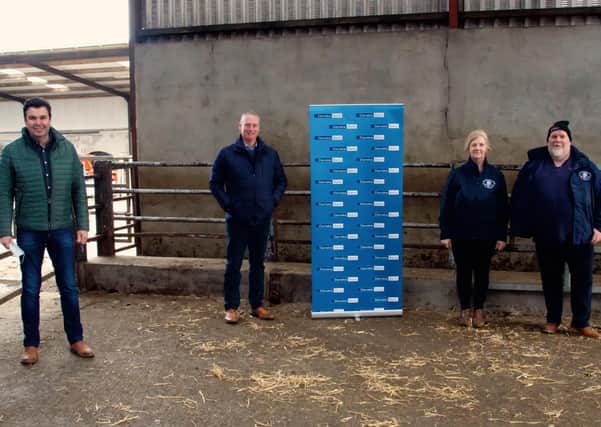 Sponsor Seamus McCormick of Danske Bank - Agri Business Manager Ballymena Branch with Stephen and Sandra Gowdy from Carrickfergus and Jeremy Paynter from NI Charolais Club)