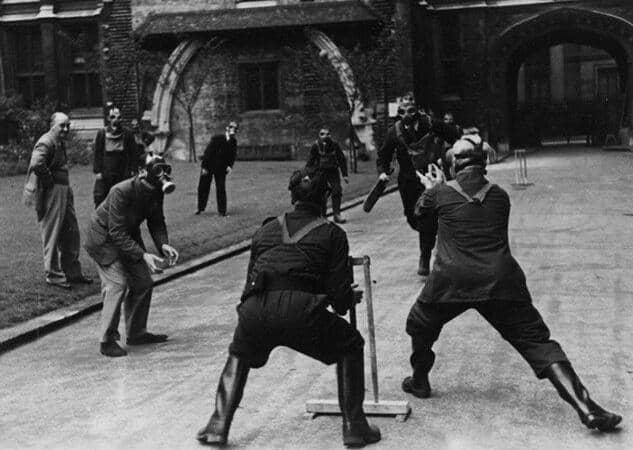 National Archives (then Public Record Office) staff play cricket outside Chancery Lane offices in London during the Blitz. Reference: PRO 50/59. Picture: The National Archives UK