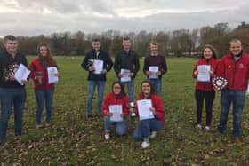Members of Kilraughts YFC at the socially distanced prizegiving with their awards