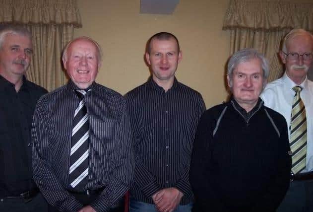 The officials at the prize night included from (l) Jim Harris Ass Secty, Billy Smyth President, Brian O'Rawe Treasurer, Willie Reynolds Secretary and Joe Devlin Vice Chairman.