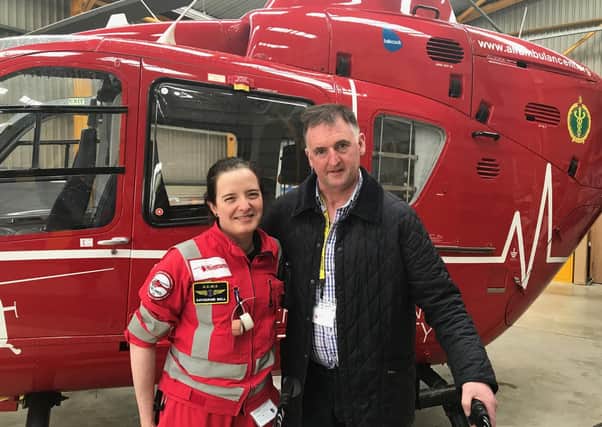 George Haslett, Claudy farmer who was treated by the Air Ambulance NI HEMS team and is one patient that has inspired the charity’s agribusiness group who will raise funds and awareness.
