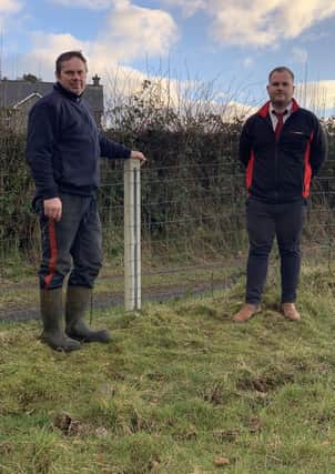 Stephen Kennedy and Jonny McKinney with Moore Concretes New Ox Post