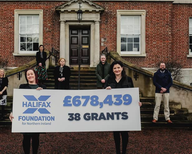 Halifax Foundation for Northern Ireland is committing £678,439 funding to 38 charities providing vital services for some of the most disadvantaged people in the community. Pictured are Executive Director Brenda McMullan and Chair Paula Leathem (front row from left) with the team from the Foundation (second row) Caroline Fulton, Niall Corru, with (third row) Cara Dixon, Richard Rogers and Joanne Byrne (back)