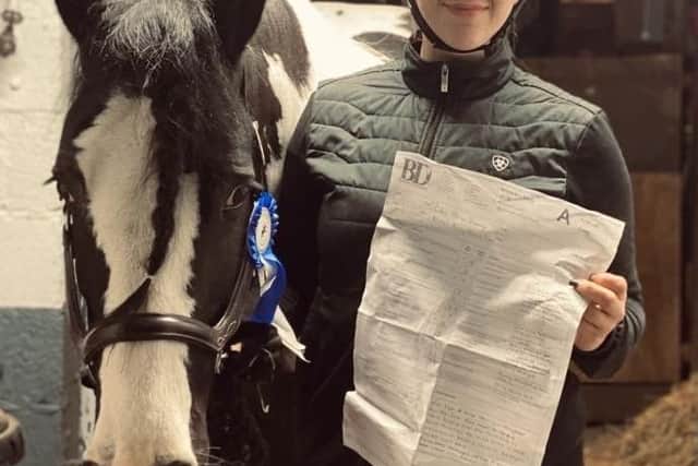 Competitor Leah Lawless, Co. Galway, receiving her CAFRE Online dressage test