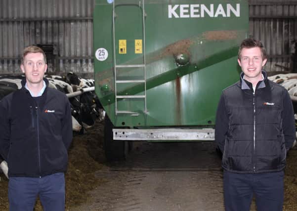 Alltech's Richard Dudgeon out on farm with Keenan's Gareth McAllister