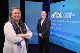 Pictured are Elizabeth Magowan AFBI Director of Sustainable Agri-Food Sciences Division and Colin Coffey, AFBI Chair