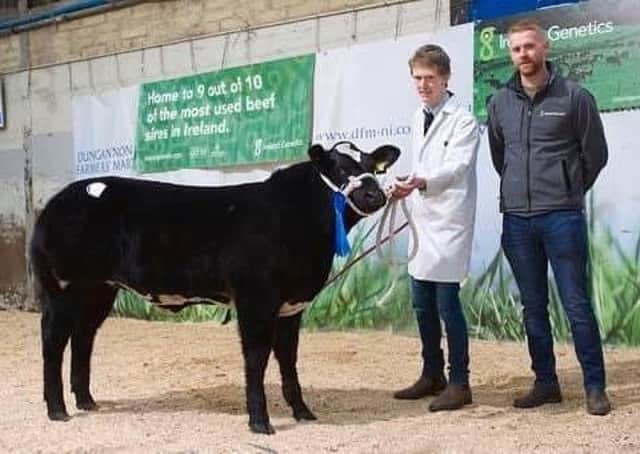 Highest price animal from last year's sale Jack Smyth pictured with Brian McKenna from Ireland Genetics