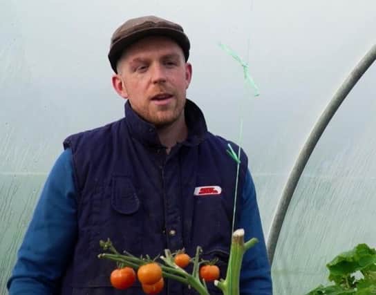 Jonny Hanson chatting about the veg box enterprise