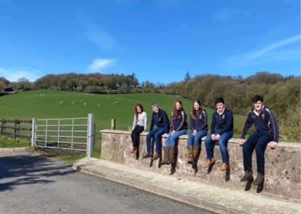 Pictured from left is Omagh Academy Teacher Adele Lennox with her ABP Angus Youth Challenge team representing the school, James Fleming, Jill Liggett, Tori Robson, Joshua Keys and Allister Crawford