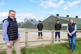 Pictured l-r Moy Parkâ€TMs Director of Agriculture David Gibson, Park Farm (North) farm manager Tony Plaskitt, Park Farm (North) farm assistant manager Joshua Owen, and Moy Park Training Co-ordinator Sandra Iscenko,