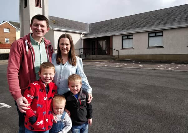 New minister the Rev Robert M McCollum with his wife Emma and children Jonah (7), Toby (5) and Flynn (2).