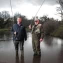 CASTING OFF: DAERA Minister Edwin Poots officially launches the 2020 angling season for more than 20,000 anglers. As one of the top 10 sports in NI Minister Poots is encouraging people to consider angling and enjoy the physical and mental health benefits that it can bring. Pictured with Minister Poots MLA at Shaws Bridge Belfast is professional angler Joe Stitt, member of the Professional Anglers Association of Game Angling Instructors Ireland (PAAGAI). For further info on angling please visit www.nidirect.gov.uk/angling Photo Brian Thomson