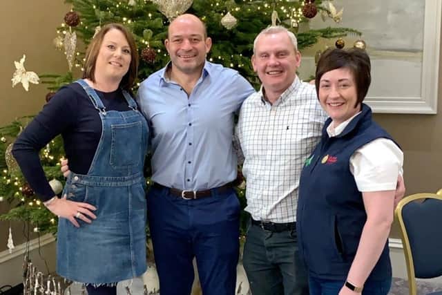 Christmas Breakfast (left to right as you look at it) Diane Simpson (Group Manager), Dr Rory Best, John McCallister (Group Chairman) and Roberta Simmons (UFU Membership Development Officer)