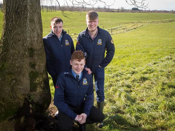 The St Louis Grammar winners: Thomas Kane lives on beef farms and Conall McCaffertys family are sheep farmers. Both are currently in Year 13. Whilst Peter Graham whose parents dont farm has helped at his uncles farm since childhood. He has since entered CAFRE Greenmount College to study Agriculture Science