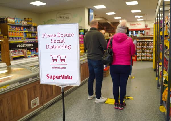 A range of new social distancing measures are being implemented to safeguard customers and staff in SuperValu, Centra and MACE stores and Musgrave MarketPlace branches. When entering stores, customers will see reminders about social distancing at the entrance, along with hand sanitisers and we will have staff to manage the number of people going in-store. There will be limitations on the number of customers allowed in store at any one time, depending on the store size.  Protective screens are being rolled out across the network this week.  Stores are also working hard to provide additional support to elderly and less able customers, who are being prioritised. Picture by Brian Thompson.
Photo by Aaron McCracken