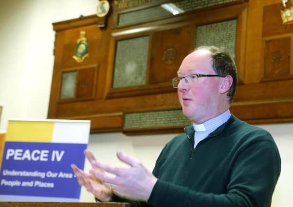 Rev. J. R. Anderson, Rector of Derrykeighan Parish Church, speaking at the launch of Dervock & District Community Association's new book The Parish of Derrykeighan - A Rammel Through North Antrim: the who, the what, the where'.