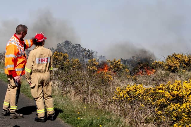 Fire-fighters are battling two large gorse fires in County Antrim.
PICTURE MCAULEY MULTIMEDIA