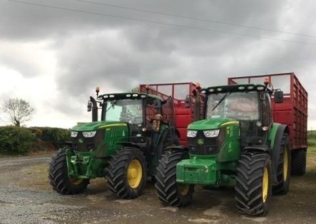Two of the tractors which took part in the virtual tractor run organised by Collone YFC
