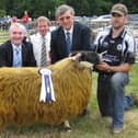 Pictured in July 2010 is a Mourne Blackface owned by Paul McEvoy, Kilcoo, also included in the picture are handler Donal Kane, Kilcoo, Randal Hayes, chairman NISA, Jim Aiken, judge, John Flynn, Northern Bank, and Paul McEvoy