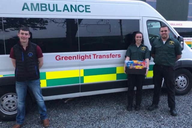 Hamper delivered to Green Light Ambulance
