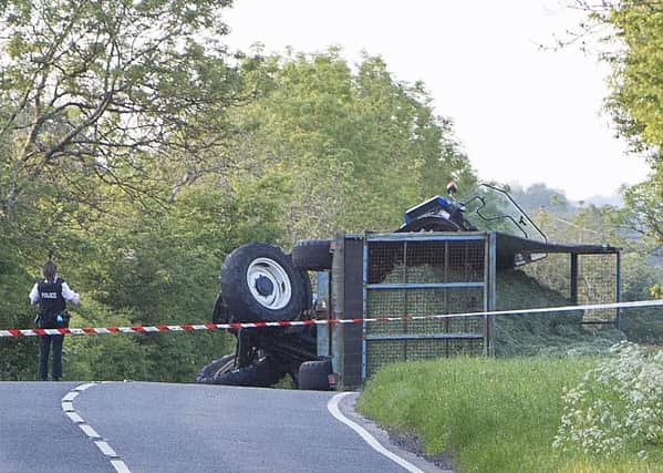 Police at the scene of an accident involving a tractor on the Drones Road near Armoy, Air Ambulance attended the scene.. Pic Steven McAuley/McAuley Multimedia