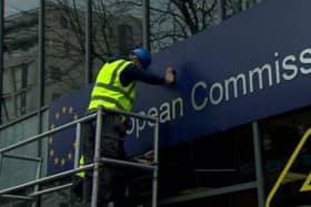 The signs came down as the EU closed its office in Belfast