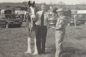 Pictured in 2000 is John Drummond and Bratlach Sophie who received the Carr Cup for the champion Clydesdale at the Killyleagh Show. Picture: Killyleagh Show